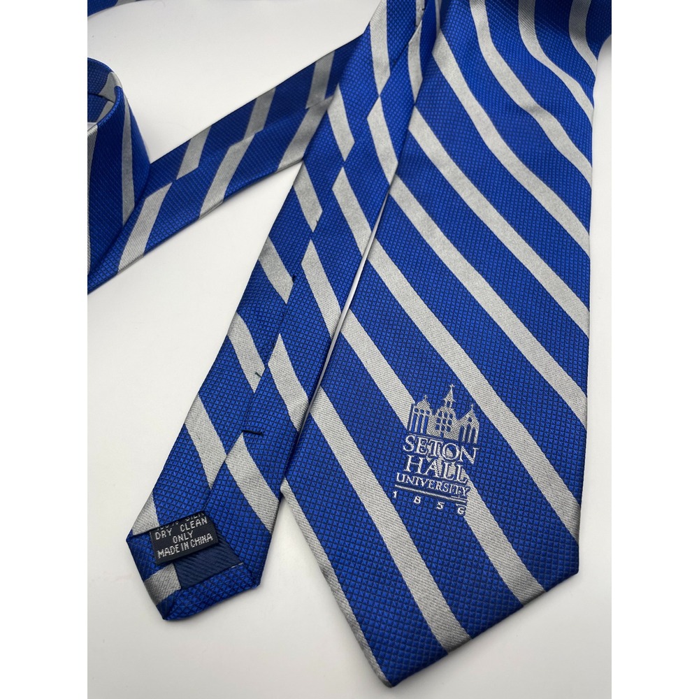 Crable Seton Hall University Silk Tie Royal Blue Silver Striped NCAA NWT C775SHU